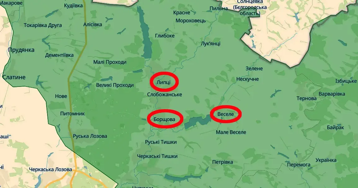 Скриншот з карти https://deepstatemap.live Липецьку громаду обстріляли російські окупанти на порталі Gromada Group