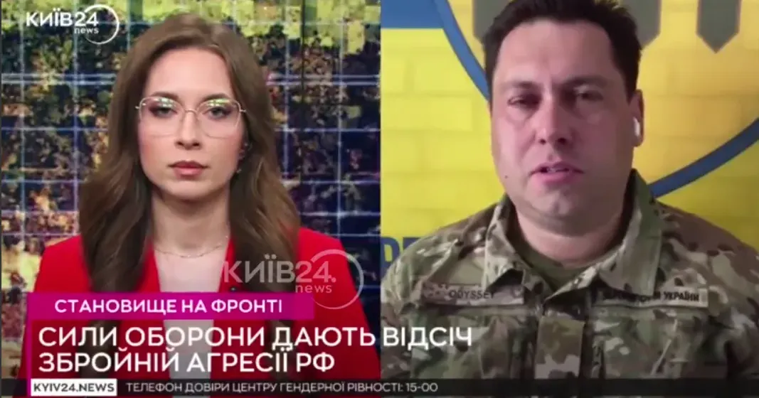 Скриншот з відеосюжету телеканалу «Київ24» «Ініціатива на нашому боці»: захисник розповів про ситуацію на Липецькому напрямку на порталі Gromada Group
