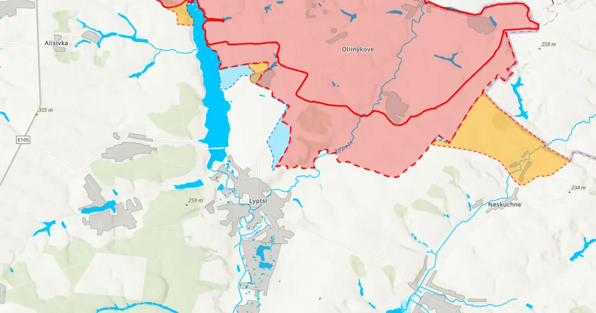 Скриншот карти ISW Ukraine Invasion Interactive Web Map Окупанти, можливо, просунулись на північному сході від Липців — ISW на порталі Gromada Group