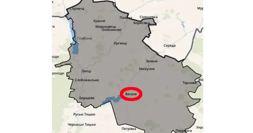 Веселе на карті Липецької громади рашисти обстріляли Веселе Липецької громади на порталі Gromada Group