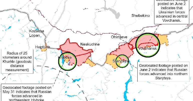 Карта ISW, June 3. 3.00 p.m. У Глибокому в районі вулиці Студентської тривають бої — ISW на порталі Gromada Group