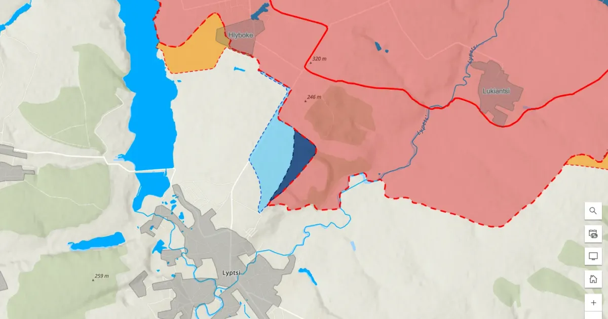 Скриншот карти ISW Ukraine Invasion Interactive Web Map Просування Сил оборони на Липеччині ISW підтвердив «по-іспанськи» на порталі Gromada Group