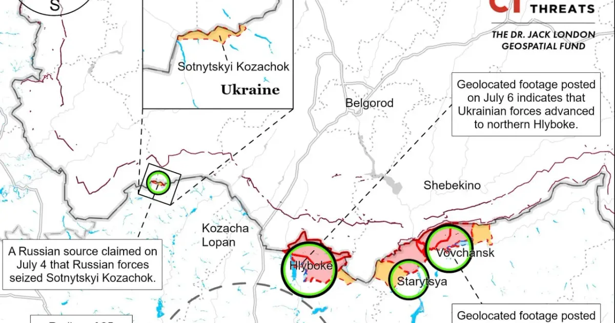 Фрагмент карти від Institute for the Study of War Сили оборони України просунулися на північний захід від Глибокого на порталі Gromada Group
