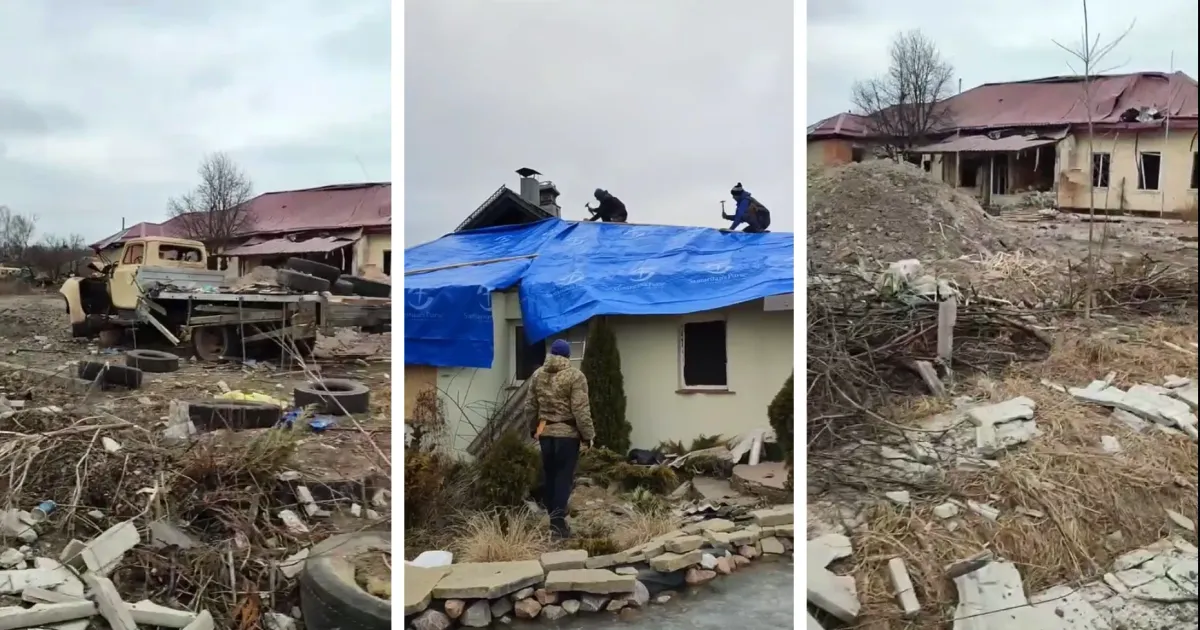 Скриншоти з відео медіа Думка Ліквідація наслідків російських обстрілів у Липцях на порталі Gromada Group