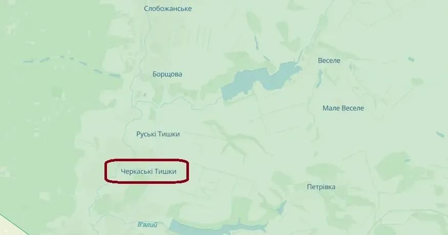 Скриншот з карти https://deepstatemap.live У Черкаських Тишках внаслідок ворожого обстрілу загинув чоловік на порталі Gromada Group