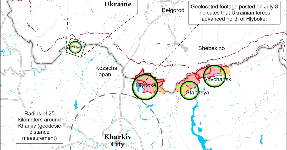 Фрагмент карти від Institute for the Study of War Сили оборони України відновили позиції у Глибокому та поблизу села на порталі Gromada Group