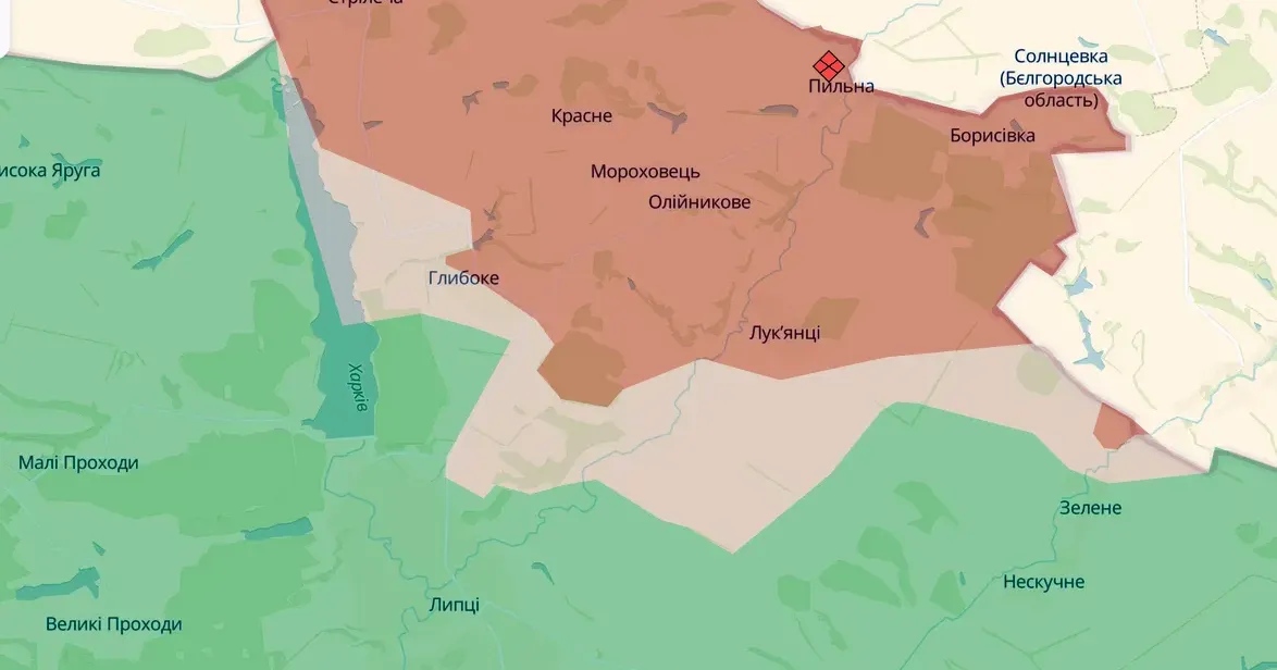 Скриншот з карти https://deepstatemap.live/ В околицях Липців точилися бої (08.00 / 10.07) на порталі Gromada Group