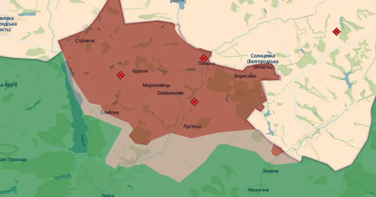 Скриншот карти https://deepstatemap.live/ Ворог знизив наступальну активність на Липецькому напрямку на порталі Gromada Group