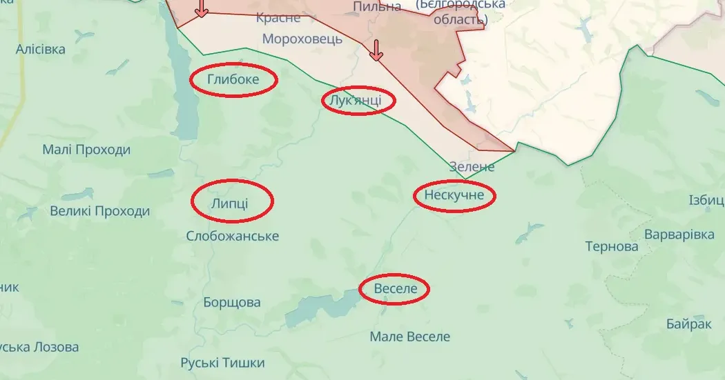 Скриншот deepstatemap.live станом на 12.05.2024 Ворог атакує і масовано обстрілює Липецьку громаду (Генштаб 18.00 / 12.05) на порталі Gromada Group