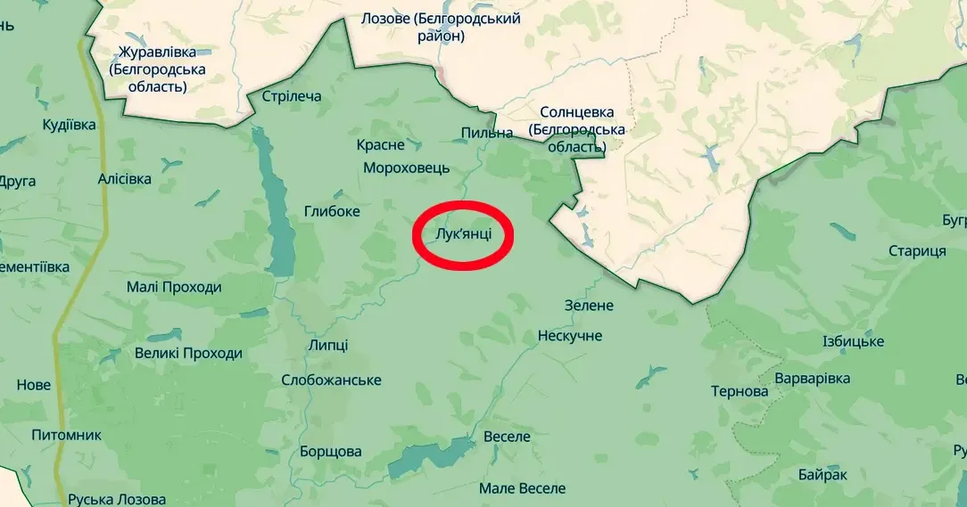 Скриншот карти https://deepstatemap.live Лук’янці обстріляли російські окупанти (18.00 / 13.02) на порталі Gromada Group