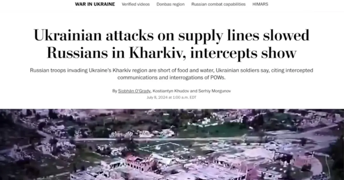 Скриншот публікації The Washington Post 250 мл води на день і без їжі: на Липецькому напрямку окупанти скаржаться на відсутність постачання на порталі Gromada Group