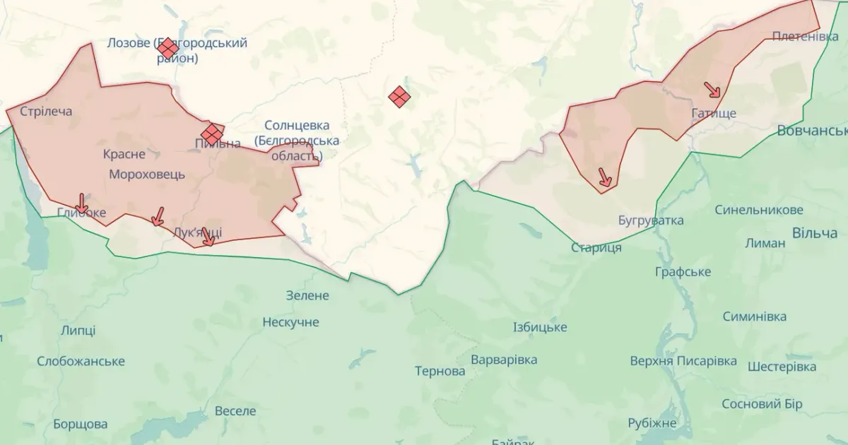 Скриншот deepstatemap.live станом на 14.05.2024 Операція росіян на Харківському операційному напрямку почала гальмуватися — Костянтин Машовець на порталі Gromada Group
