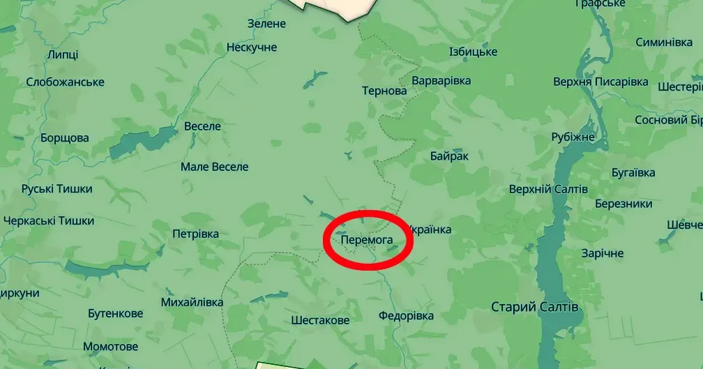 Скриншот карти https://deepstatemap.live Двома КАБ вдарили росокупанти по Перемозі минулої доби на порталі Gromada Group