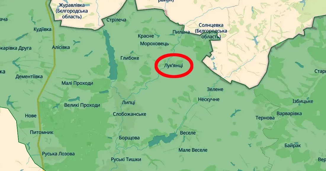 Скриншот карти https://deepstatemap.live Удару по Лук'янцях завдали російські військові на порталі Gromada Group