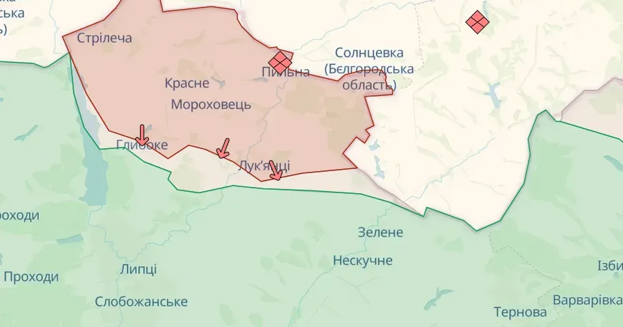 Скриншот deepstatemap.live станом на 15.05.2024 На Харківському напрямку тривають бойові зіткнення (Генштаб 23.00 / 14.05) на порталі Gromada Group