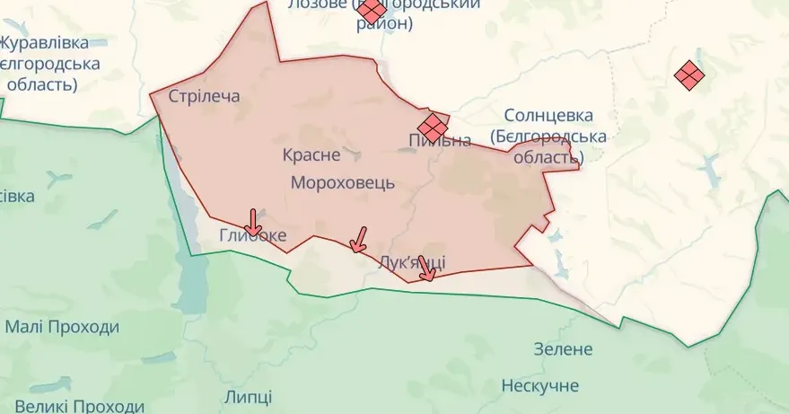 Карта deepstatemap.live станом на 16.05.2024 DeepState про Липецький напрямок, зокрема про ділянку Глибоке—Зелене на порталі Gromada Group