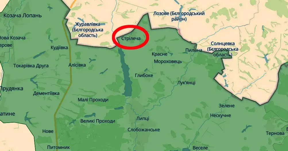 Скриншот карти https://deepstatemap.live По Стрілечі російські окупанти завдали авіаудару (Генштаб, 18.00 / 18.04) на порталі Gromada Group
