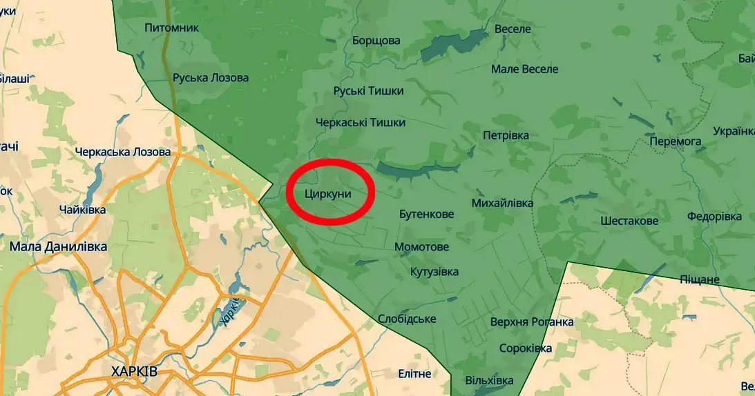 Скриншот карти https://deepstatemap.live По Циркунах російські окупанти вдарили авіабомбами на порталі Gromada Group