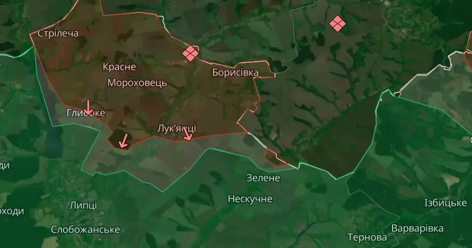 Скриншот deepstatemap.live станом на 20.05.2024 Противник відновив атаки у напрямку Липець — Машовець на порталі Gromada Group