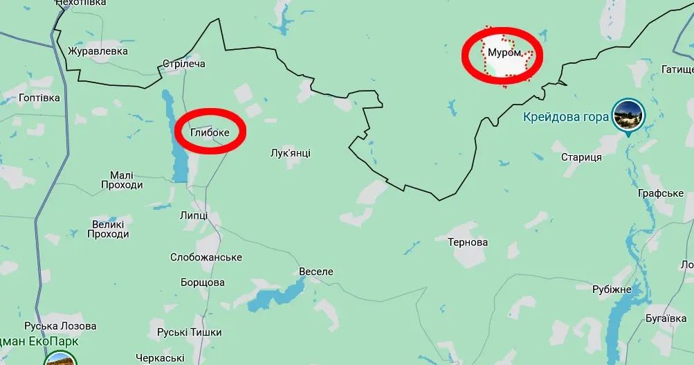 Скриншот з https://www.google.com/maps/ В районі Глибокого окупанти дистанційно мінують місцевість з дронів на порталі Gromada Group