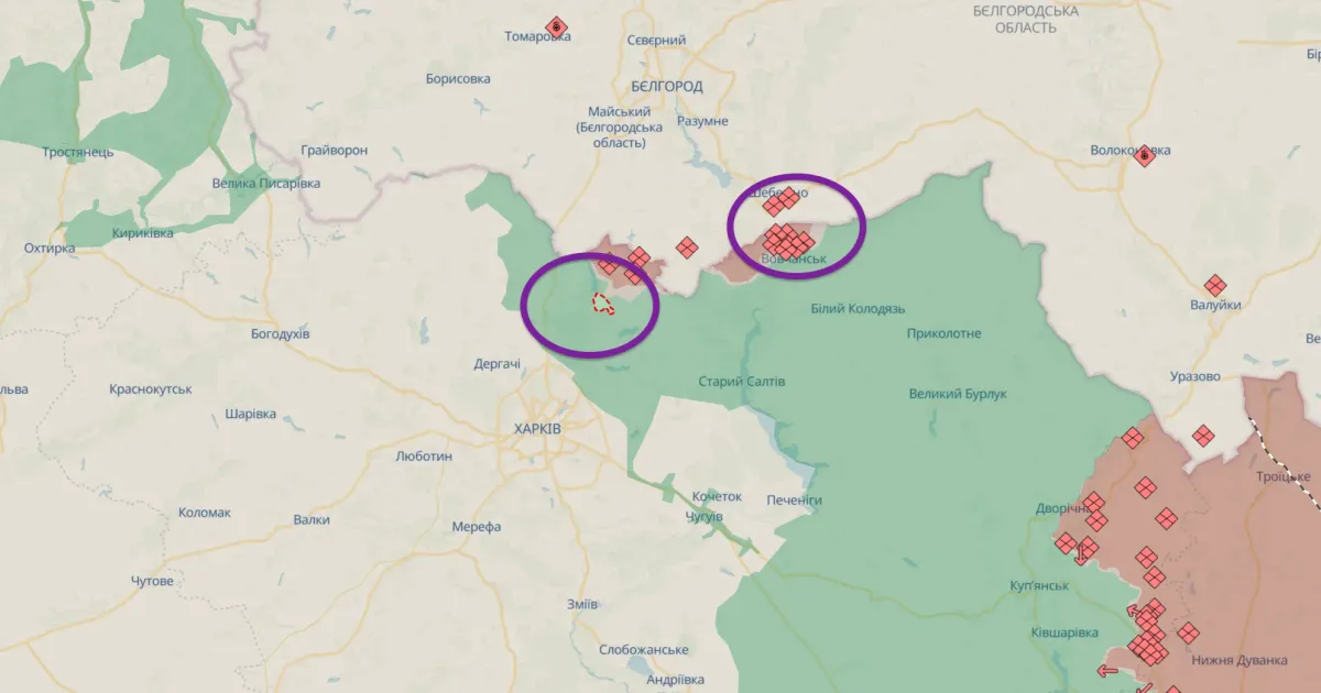 Скриншот з карти https://deepstatemap.live/ Ворог використовує суттєво менше авіації на Липецькому відтинку на порталі Gromada Group