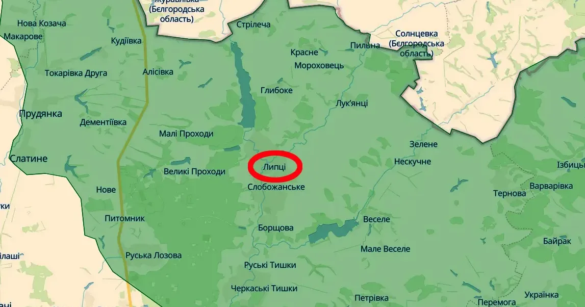 Скриншот за карти https://deepstatemap.live/ Липці обстріляли російські окупанти на порталі Gromada Group