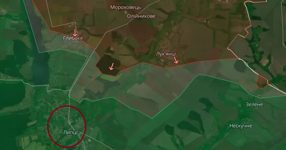 Скриншот карти deepstatemap.live станом на 24.05.2024 У напрямку Липців на Харківщині ворог використовує для атак "Шторм-Z" на порталі Gromada Group