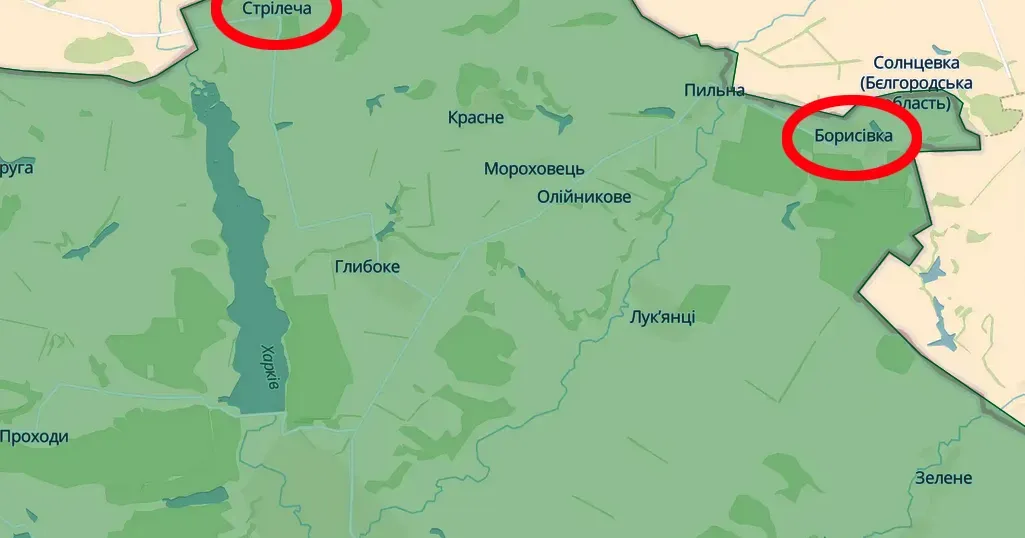 Скриншот карти https://deepstatemap.live Борисівку та Стрілечу обстріляли російські окупанти (Генштаб, 18.00 / 27.03) на порталі Gromada Group