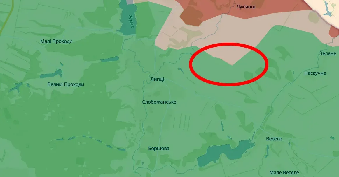Скриншот карти https://deepstatemap.live/ Ворог штурмує в районі Слобожанського — Генштаб ЗСУ на порталі Gromada Group