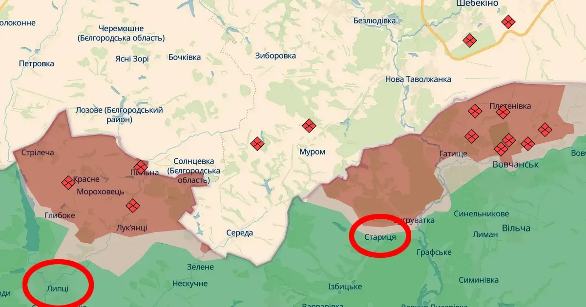 Скриншот карти https://deepstatemap.live/ На Липецькому відтинку позиційні бої, просування окупантів східніше Липецької громади — ISW на порталі Gromada Group