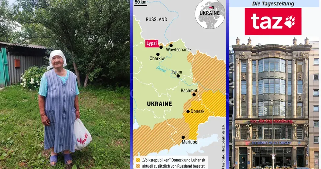 Колаж за матеріалами «Die Tageszeitung» Про Липці в Німеччині інформує «Die Tageszeitung» на порталі Gromada Group